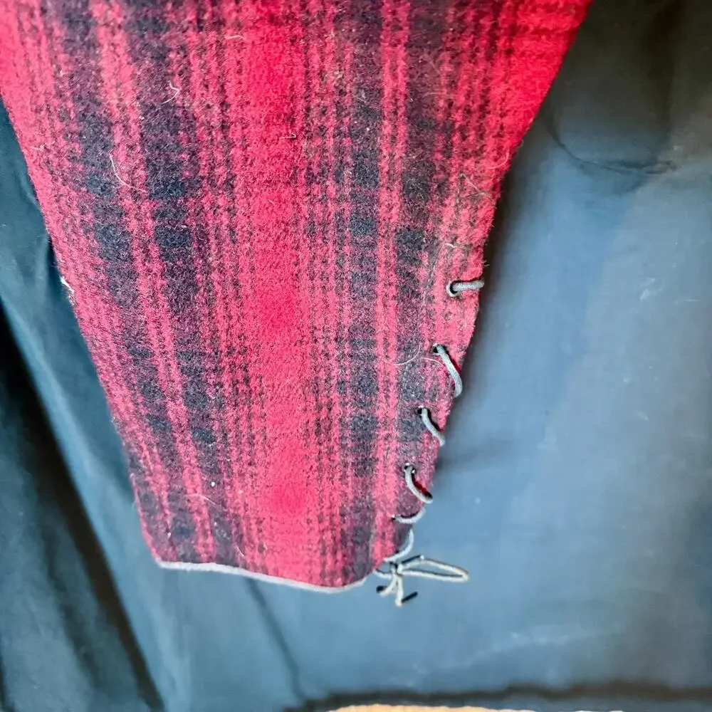 VTG 40/50s Woolrich Wool Hunting Pants Red Plaid Mackinaw Knickers Laced‎ 32x27